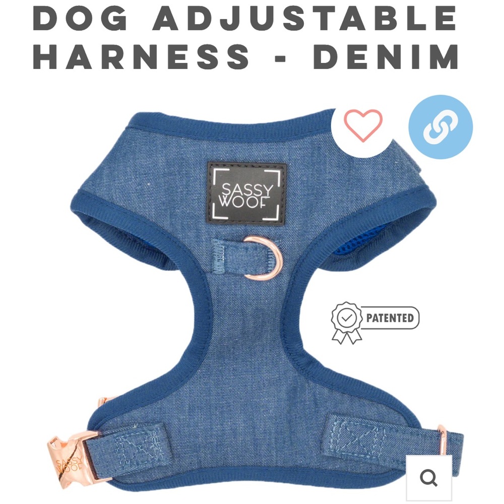 Sassywoof Adjustable Denim Harness size XS